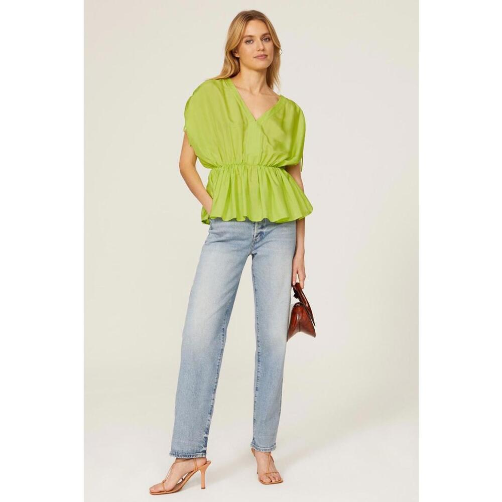 Trina Turk Green Gathered Top Size M with Small Hole